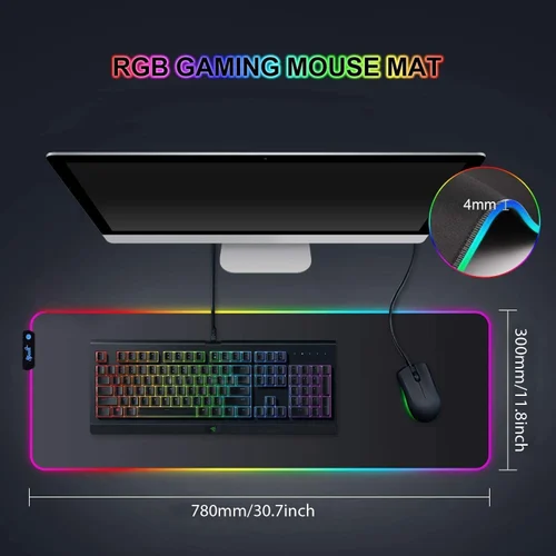 RGB Gaming Mouse Pad, Soft Glowing 14 LED Modes, Gaming Desk Keyboard Pad
